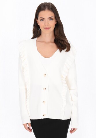 Cardigan usha BLACK LABEL en blanc : devant