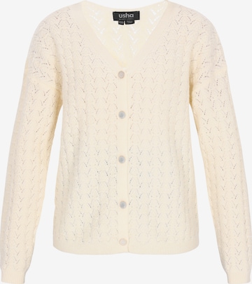 Cardigan usha BLACK LABEL en blanc : devant