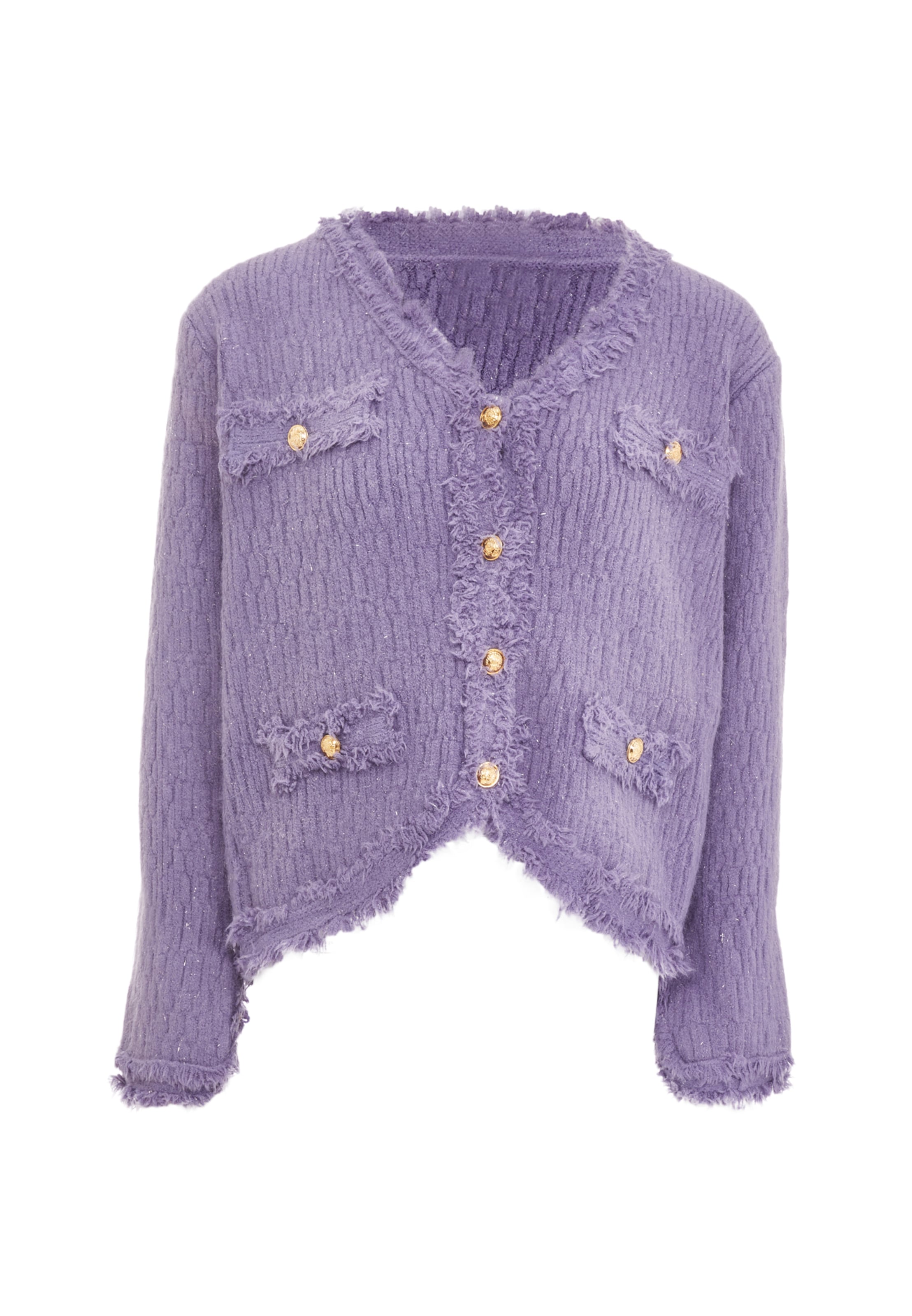 NALLY Knit Cardigan in Purple: front