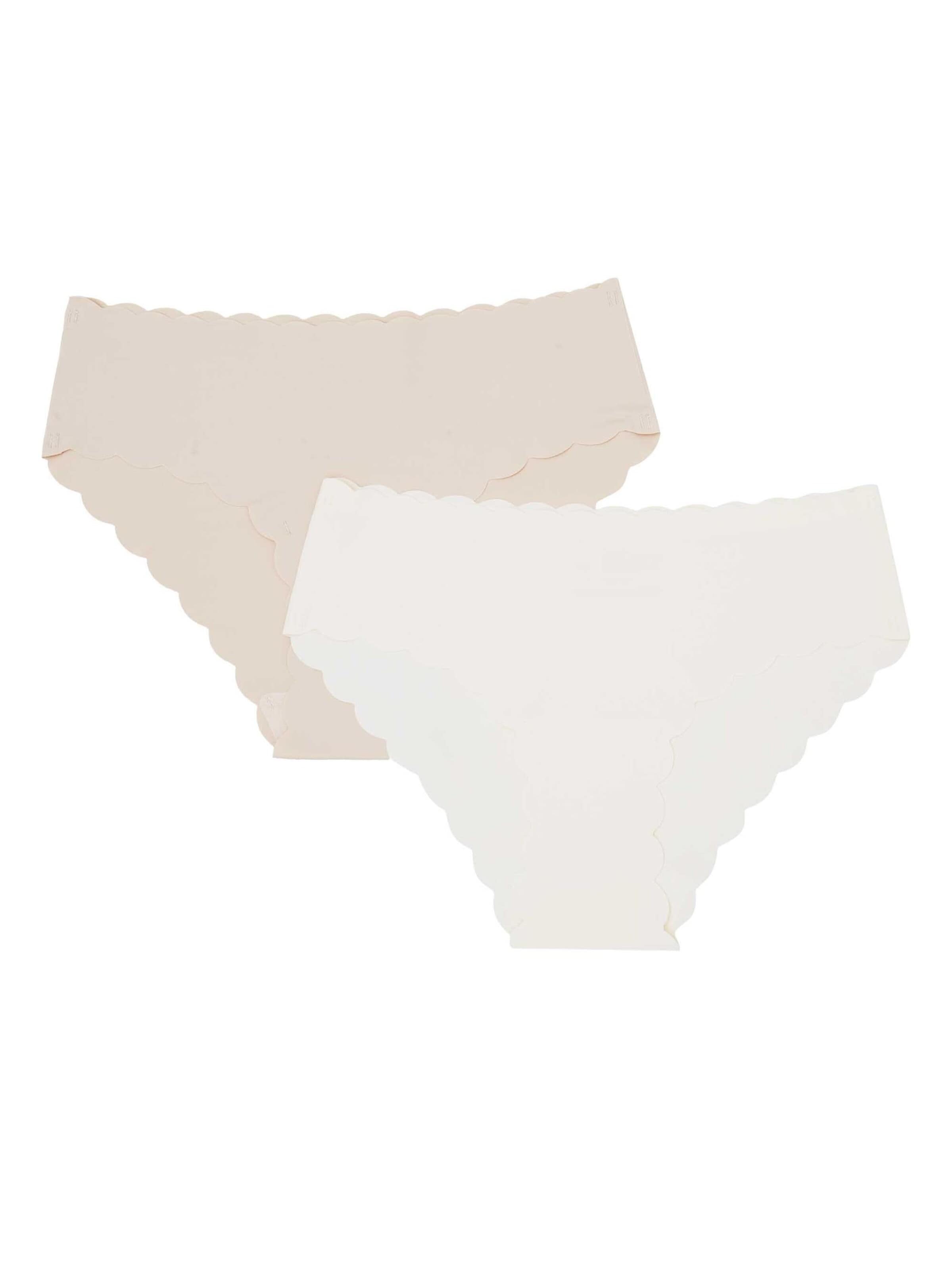 Panty 'Slip Peony im 2er Pack, nahtlos, lasergeschnittene Kanten M' di ESOTIQ in beige: frontale