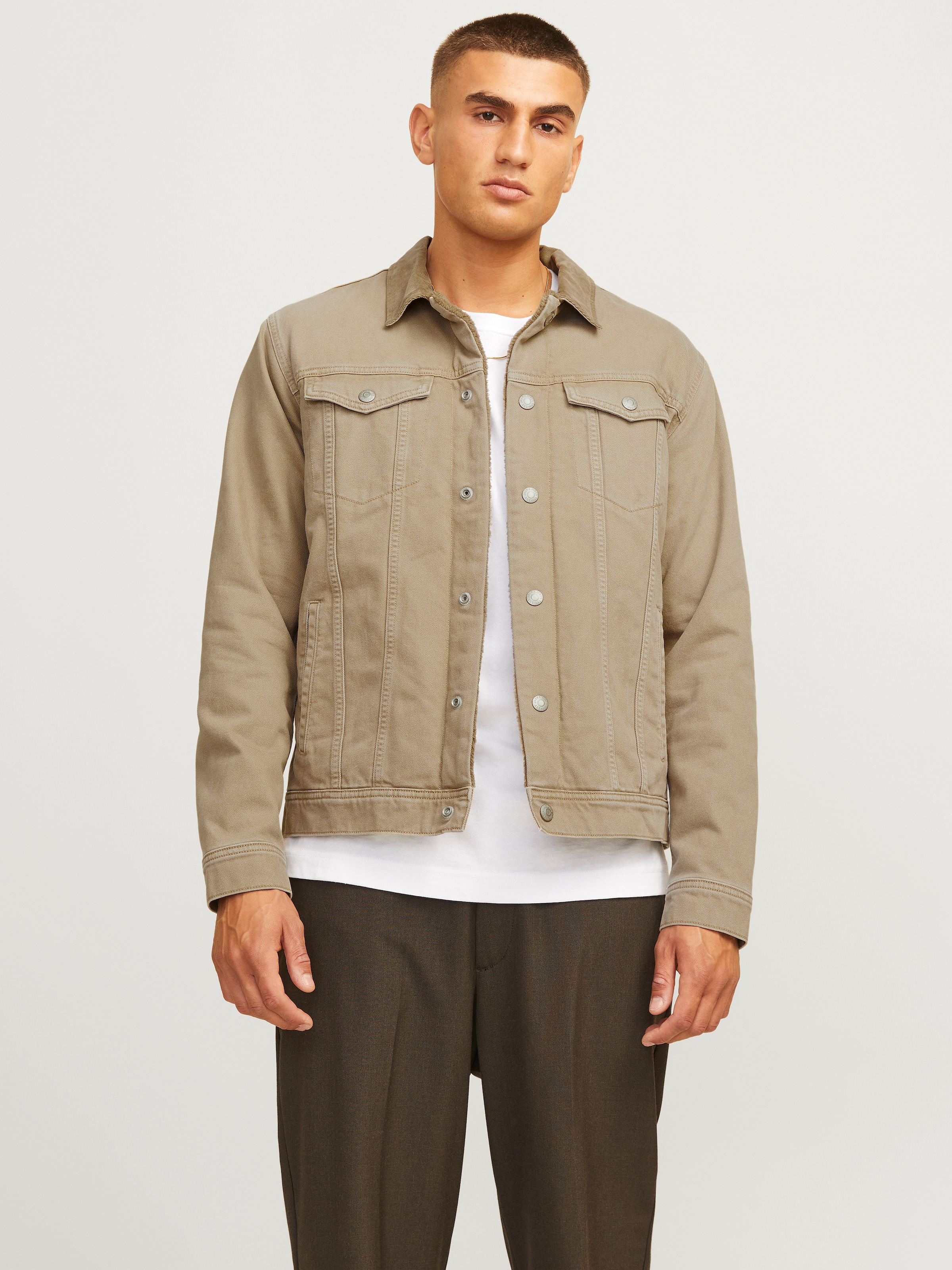 Jack and jones khaki jacket best sale