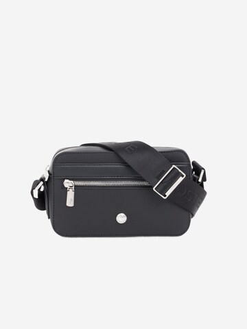 LACOSTE Crossbody bag 'Lacoste Petit sac messenger Homme Langon Petit Piqué Noir' in Black: front