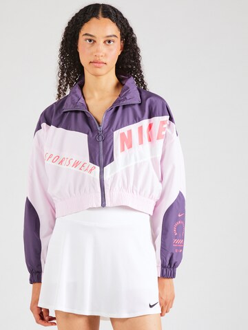 Nike Sportswear Φθινοπωρινό και ανοιξιάτικο μπουφάν σε λιλά: μπροστά