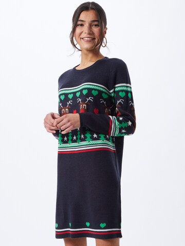 mėlyna ONLY Megzta suknelė 'ONLXmas Vibe': priekis