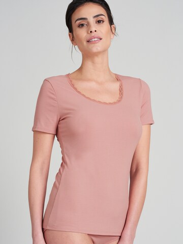 T-shirt 'Rib & Lace' SCHIESSER en rose : devant