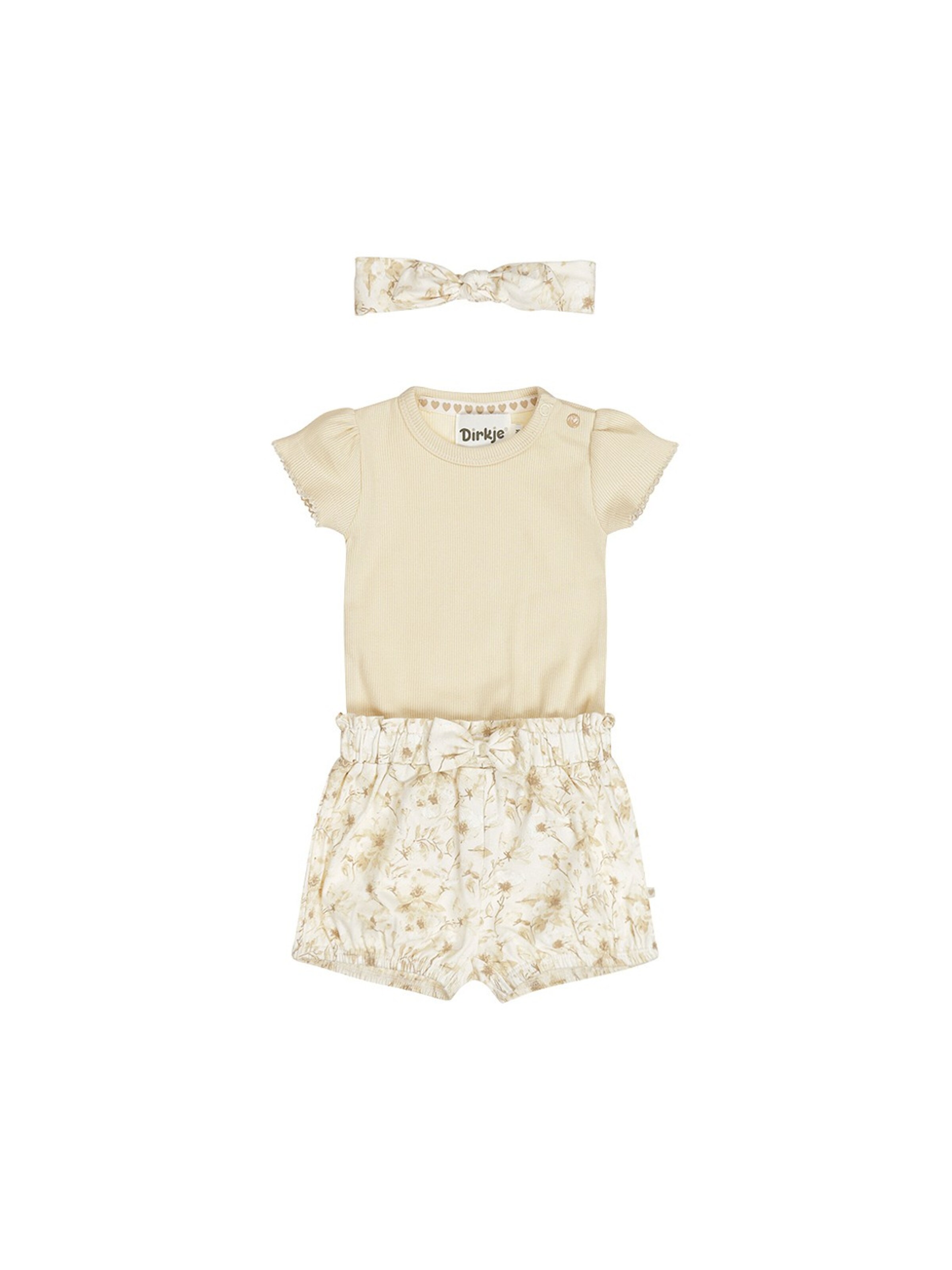 Set '3 pc set, Body ss, Shorts, Headband' Dirkje en blanc