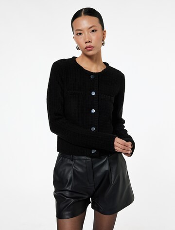 Koton Knit Cardigan in Black: front