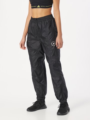 ADIDAS BY STELLA MCCARTNEY Tapered Workout Pants 'Lined Winter' in Black: front