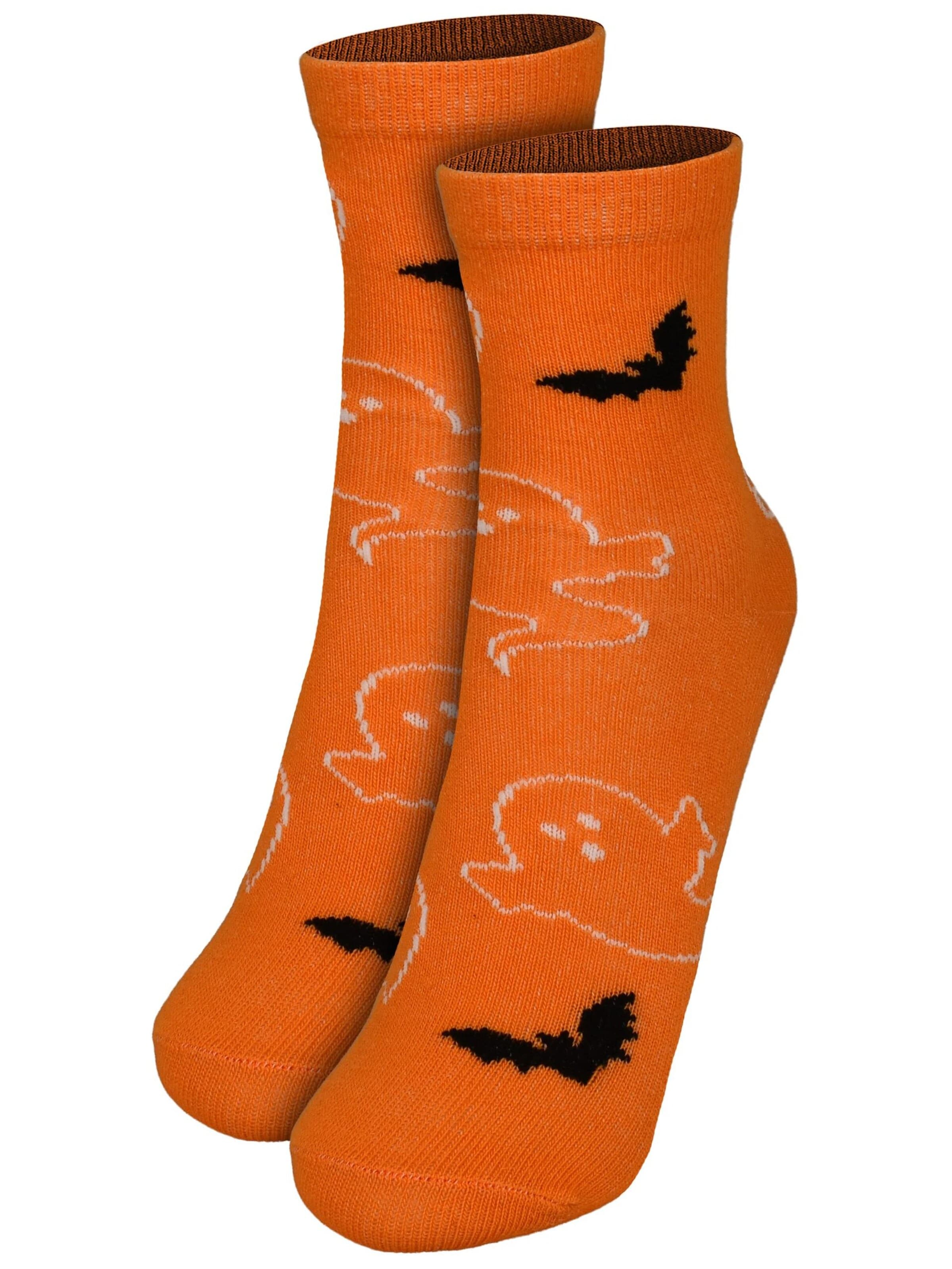United Labels Socken 'Halloween Fledermaus Geist'‌‌‌‌‌‌ in Orange: Vorderseite