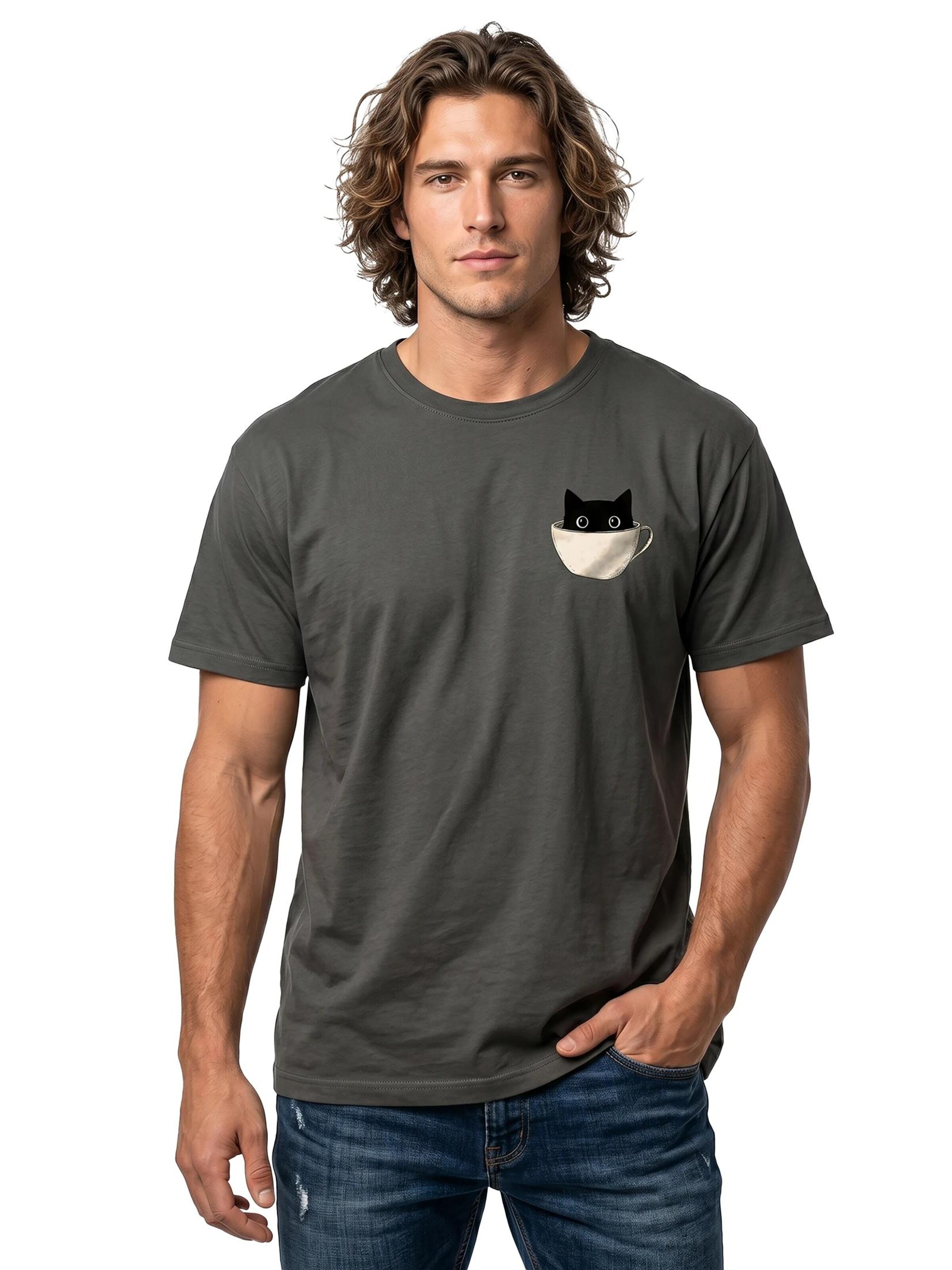 MAKAYA Shirt 'Cup Cat'‌‌‌‌‌‌‌‌‌ in Grau