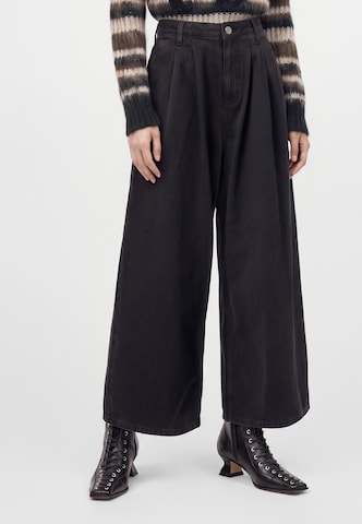 AllSaints Wide leg Bandplooi jeans 'Axis' in Zwart: voorkant
