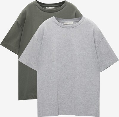 Pull&Bear T-shirt i gråmelerad / grön, Produktvy