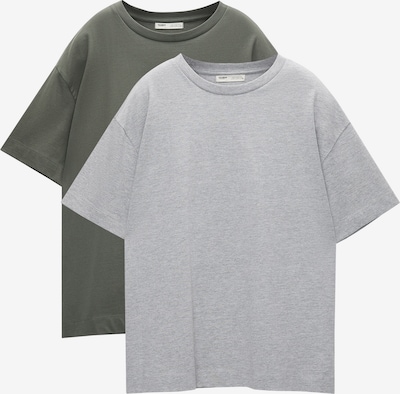 Pull&Bear T-shirt en gris chiné / vert, Vue avec produit