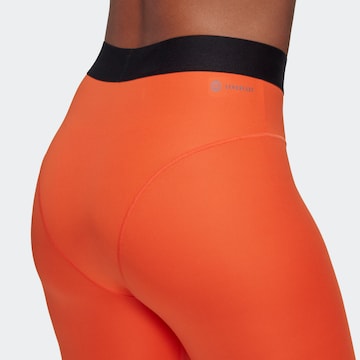 ADIDAS SPORTSWEAR Skinny Workout Pants 'Hyperglam 3-Stripes' in Orange