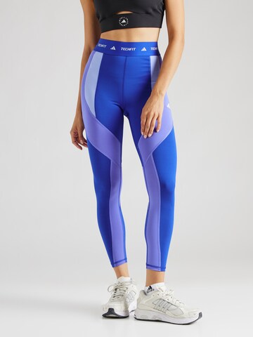 ADIDAS PERFORMANCE Skinny Workout Pants in Blue: front