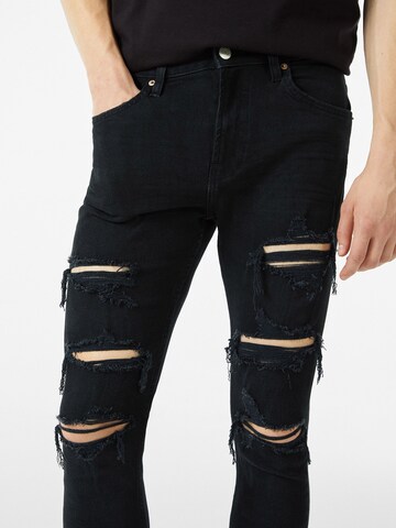 Bershka Skinny Džínsy - Čierna