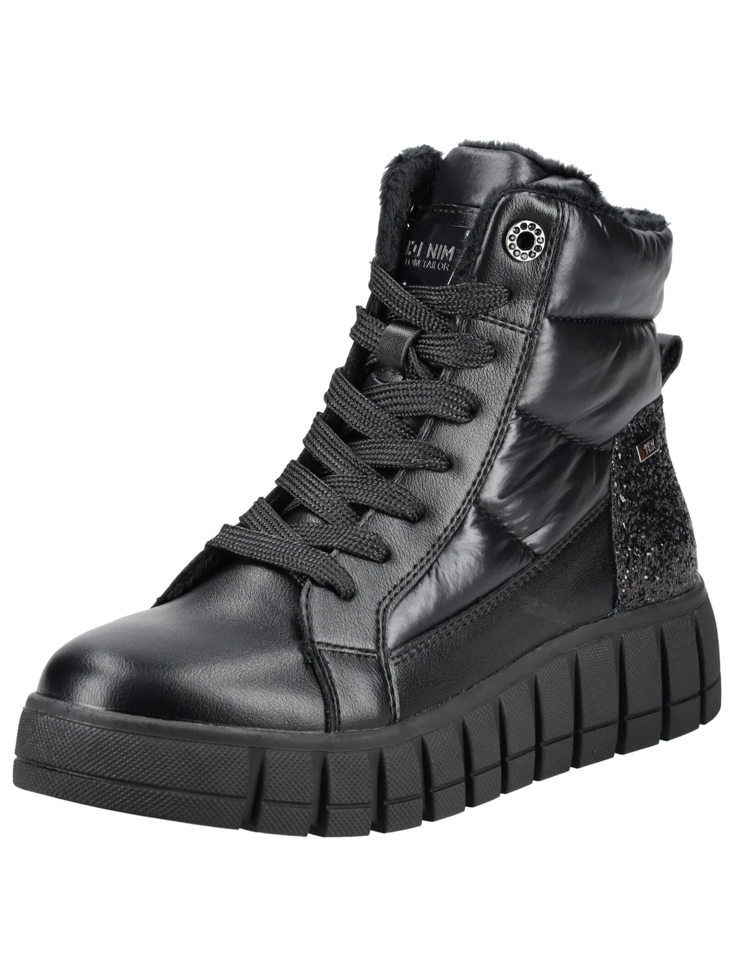 juoda TOM TAILOR Suvarstomieji kulkšnis dengiantys batai: priekis