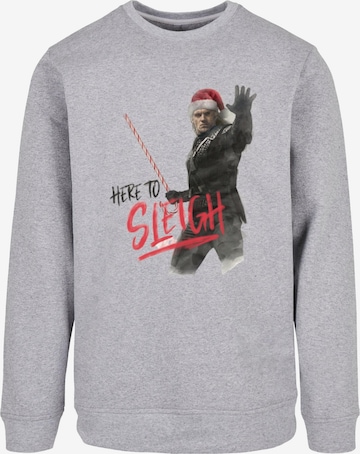 ABSOLUTE CULT Sweatshirt 'Witcher - Here To Sleigh' in Grey: front