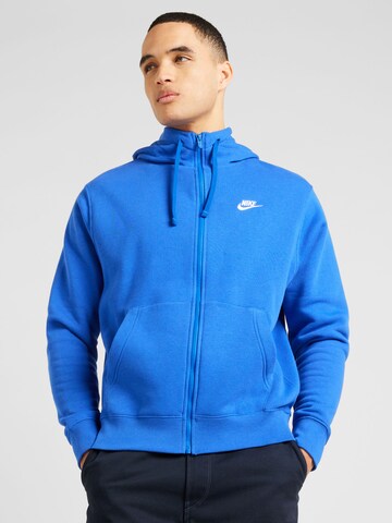 Nike Sportswear - Regular Fit Casaco em moletão 'CLUB FLEECE' em azul: frente