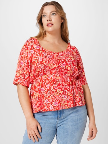 PIECES Curve Bluse 'Sandy' i rød: forside