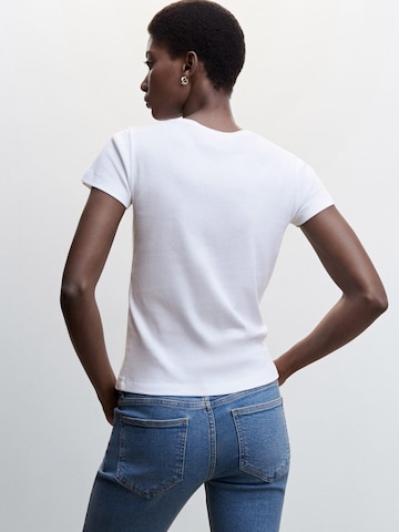 MANGO Koszulka 'DOOR' w kolorze biały