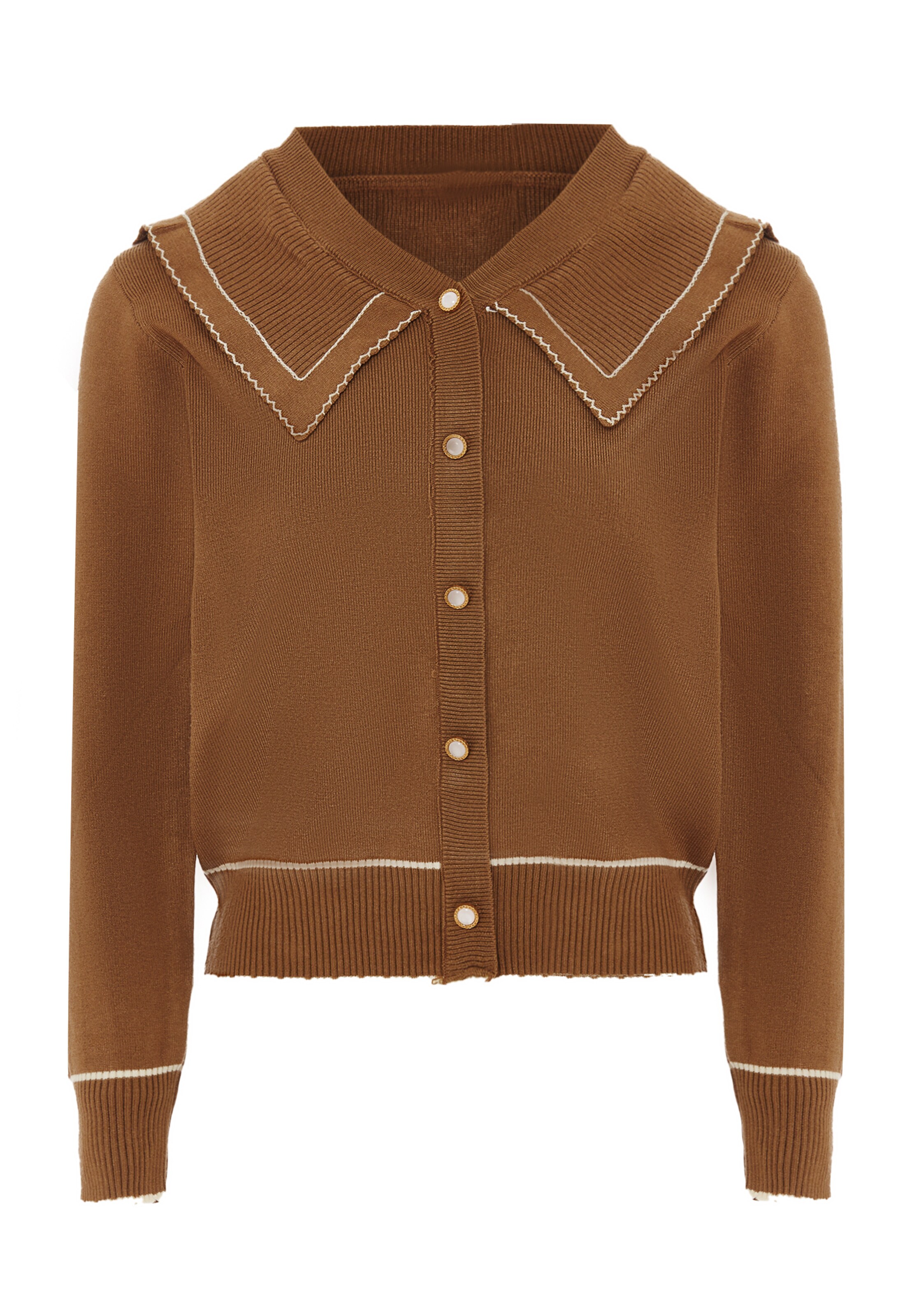 NAEMI - Casaco de malha em castanho: frente