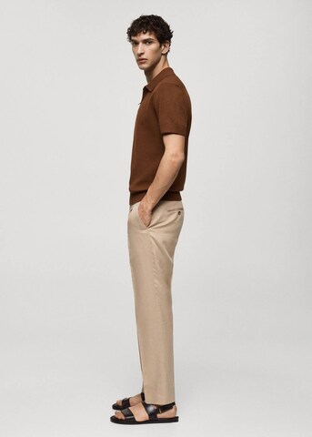 MANGO MAN Slim fit Pleated Pants 'Sorbet' in Beige