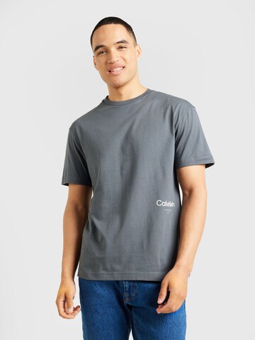 pelēks Calvin Klein T-Krekls 'OFF PLACEMENT': no priekšpuses