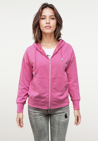 Frieda & Freddies NY Zip-Up Hoodie in Pink: front