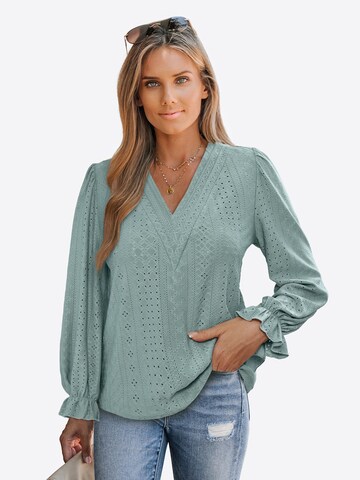 Cupshe Bluza 'In Focus Black Top' | zelena barva: sprednja stran