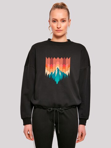 F4NT4STIC Sweatshirt 'Berg Sonnenuntergang Geometrisch' in Zwart: voorkant