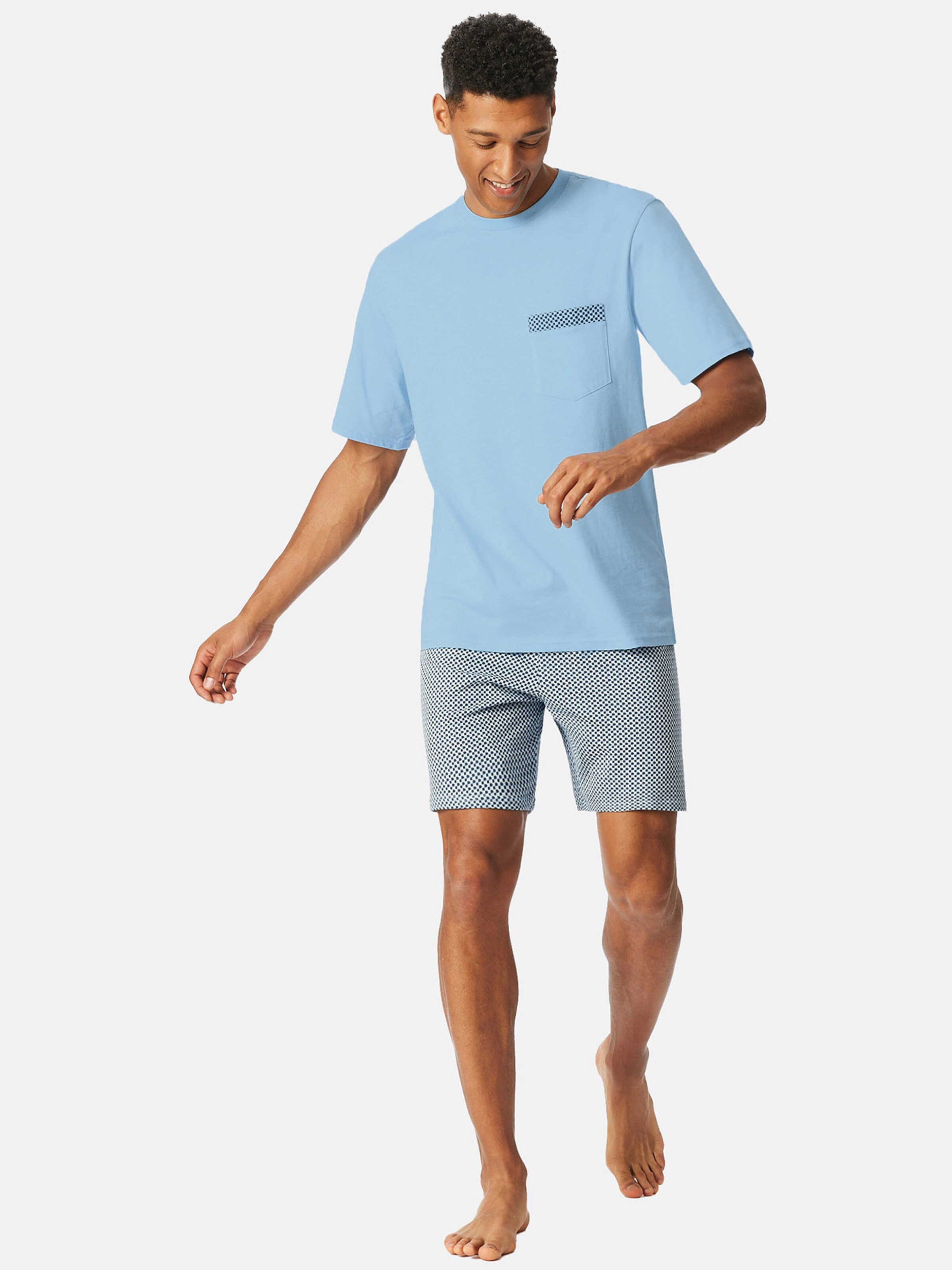 SCHIESSER Pyjama kort 'Comfort Nightwear' in Blauw
