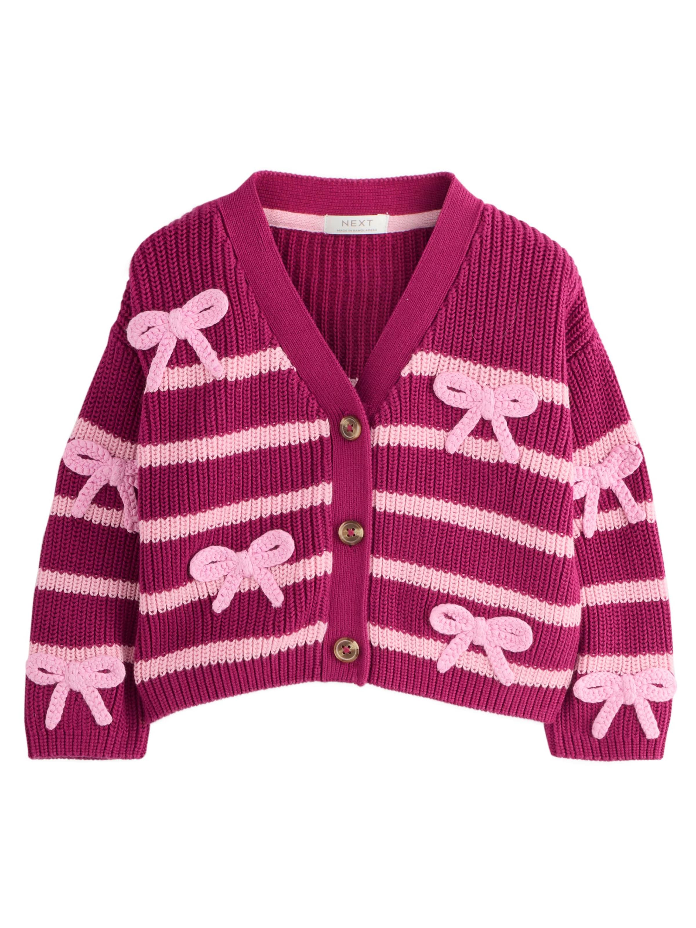 Next Πλεκτή ζακέτα σε ροζ: μπροστά