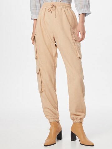 Missguided Tapered Cargobroek in Beige: voorkant