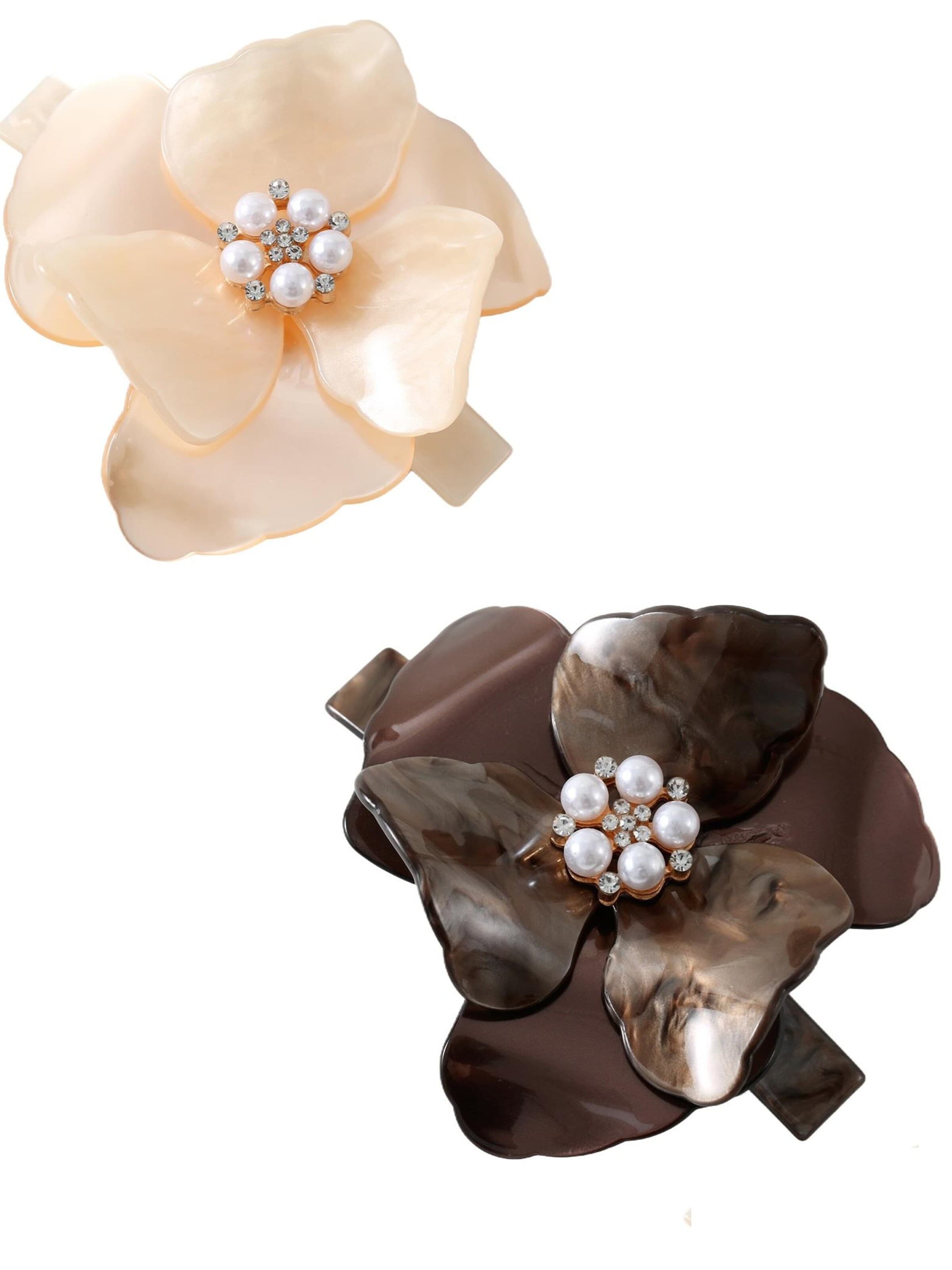Ornement pour cheveux Emilie collection en marron : devant