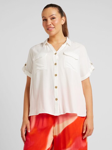 Vero Moda Curve Bluse 'BUMPY' i hvid: forside