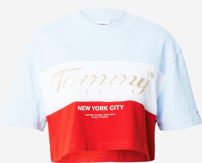 Tommy Jeans Тениска в све тлосиньо / злато / червено / бяло, Преглед на продукта