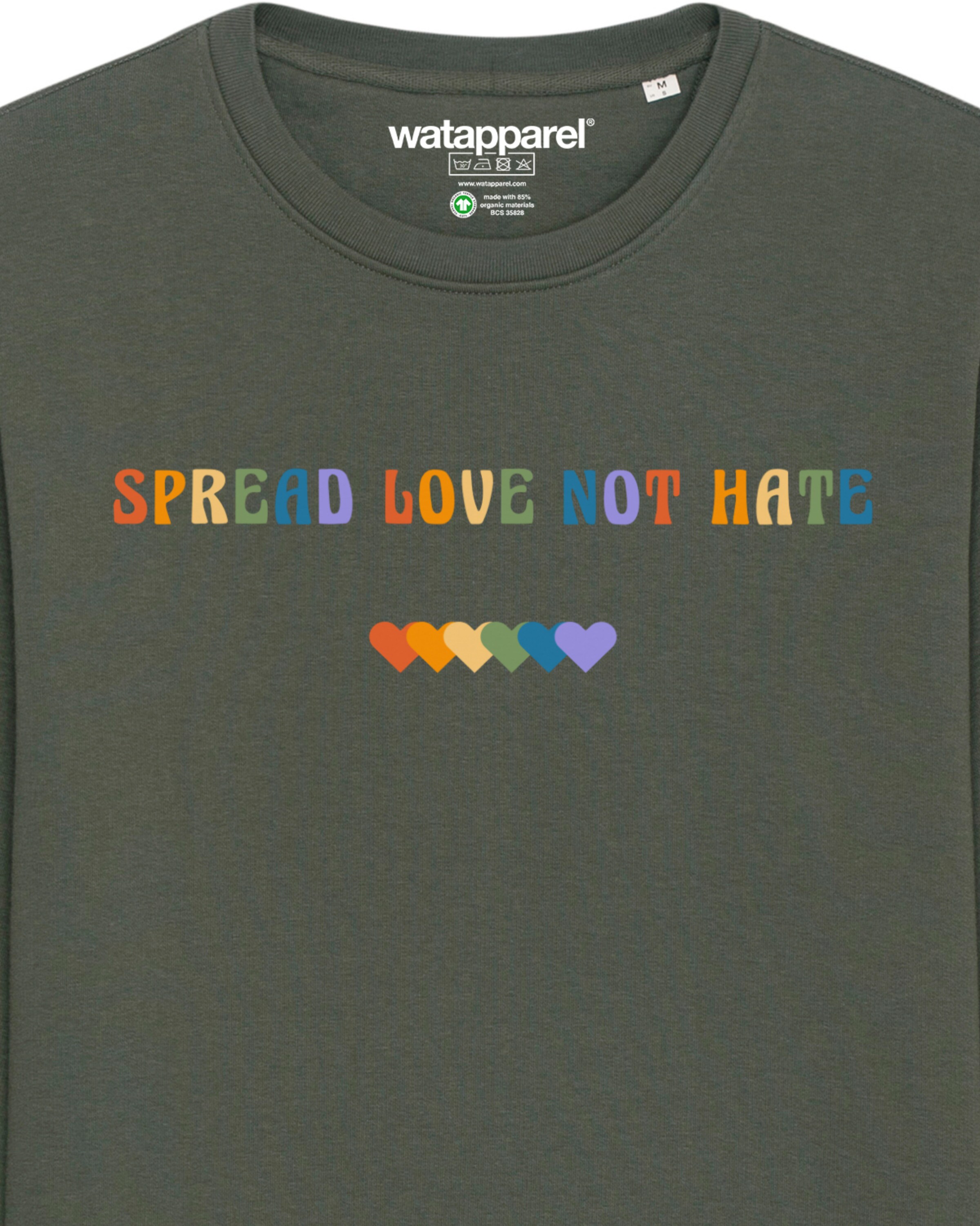 Watapparel Sweatshirt ' Spread Love not Hate ' in Grün