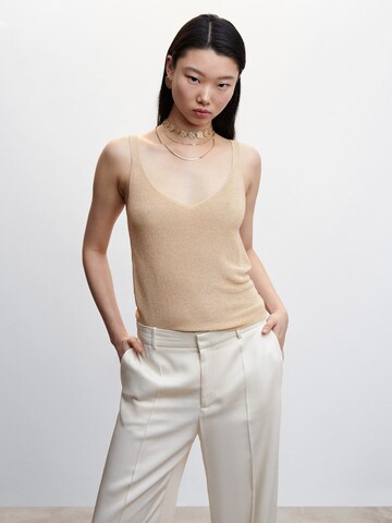 MANGO Knitted Top 'KLING' in Gold: front