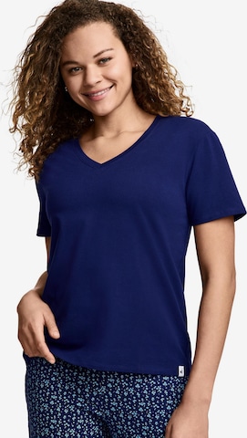 JOCKEY Schlafshirt 'Cotton Stretch Short Sleeve V-Neck Top' in Blau: Vorderseite