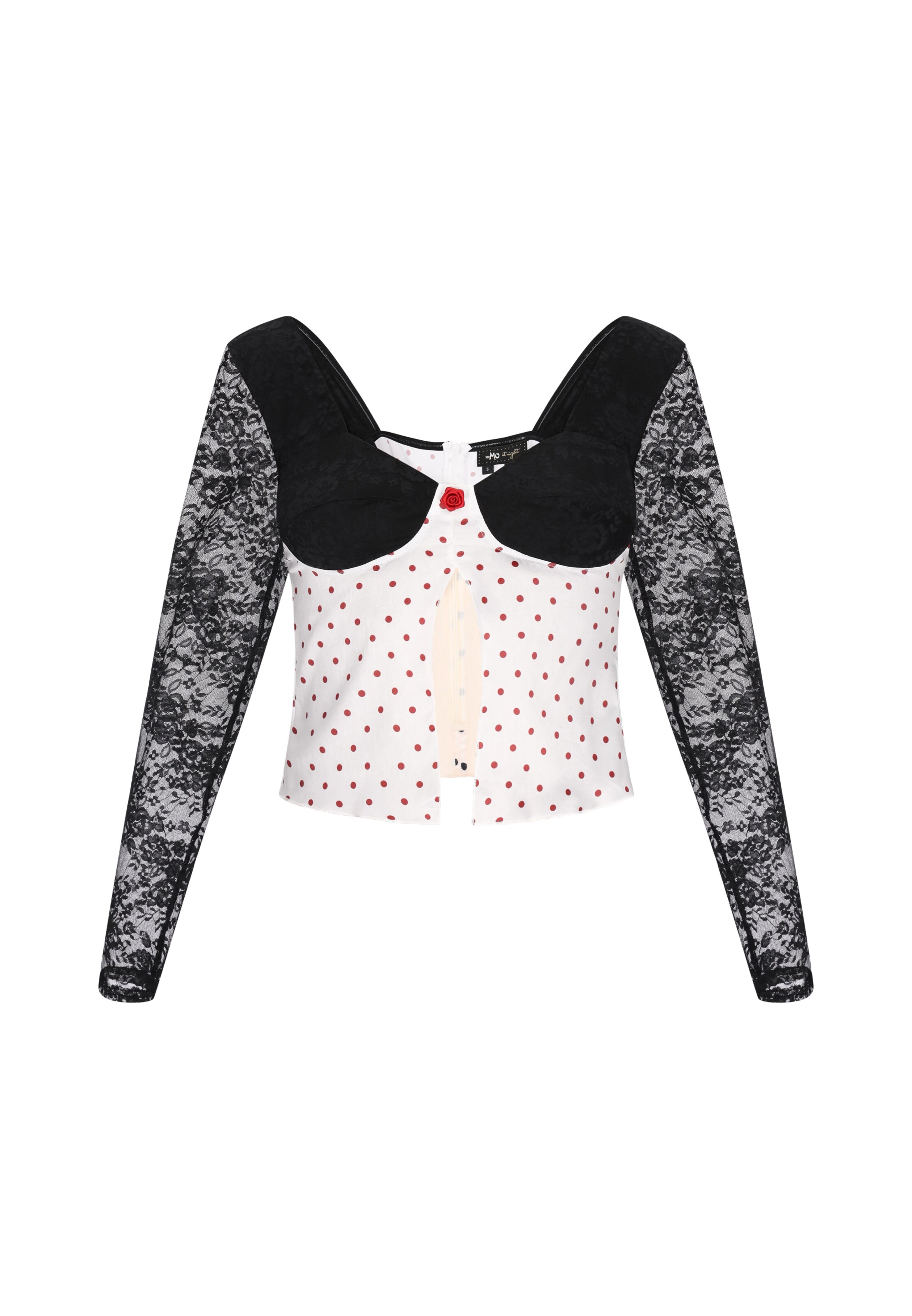 myMo at night Blouse 'Party' in de kleur Rood / Zwart / Offwhite, Productweergave