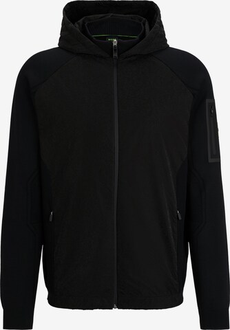 BOSS Zip-Up Hoodie in Black: front