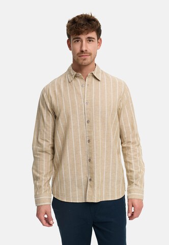INDICODE JEANS Regular fit Zakelijk overhemd ' INTrypper ' in Beige: voorkant