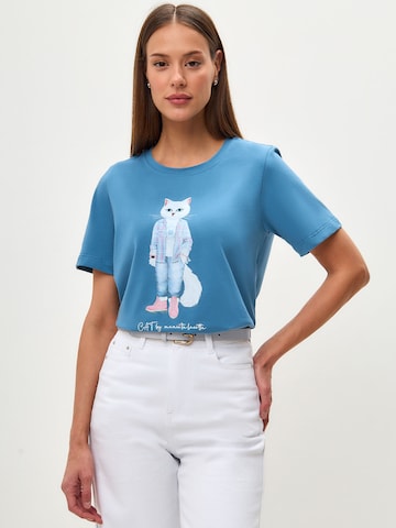 T-shirt CAT by Maniita Lacitta en bleu : devant