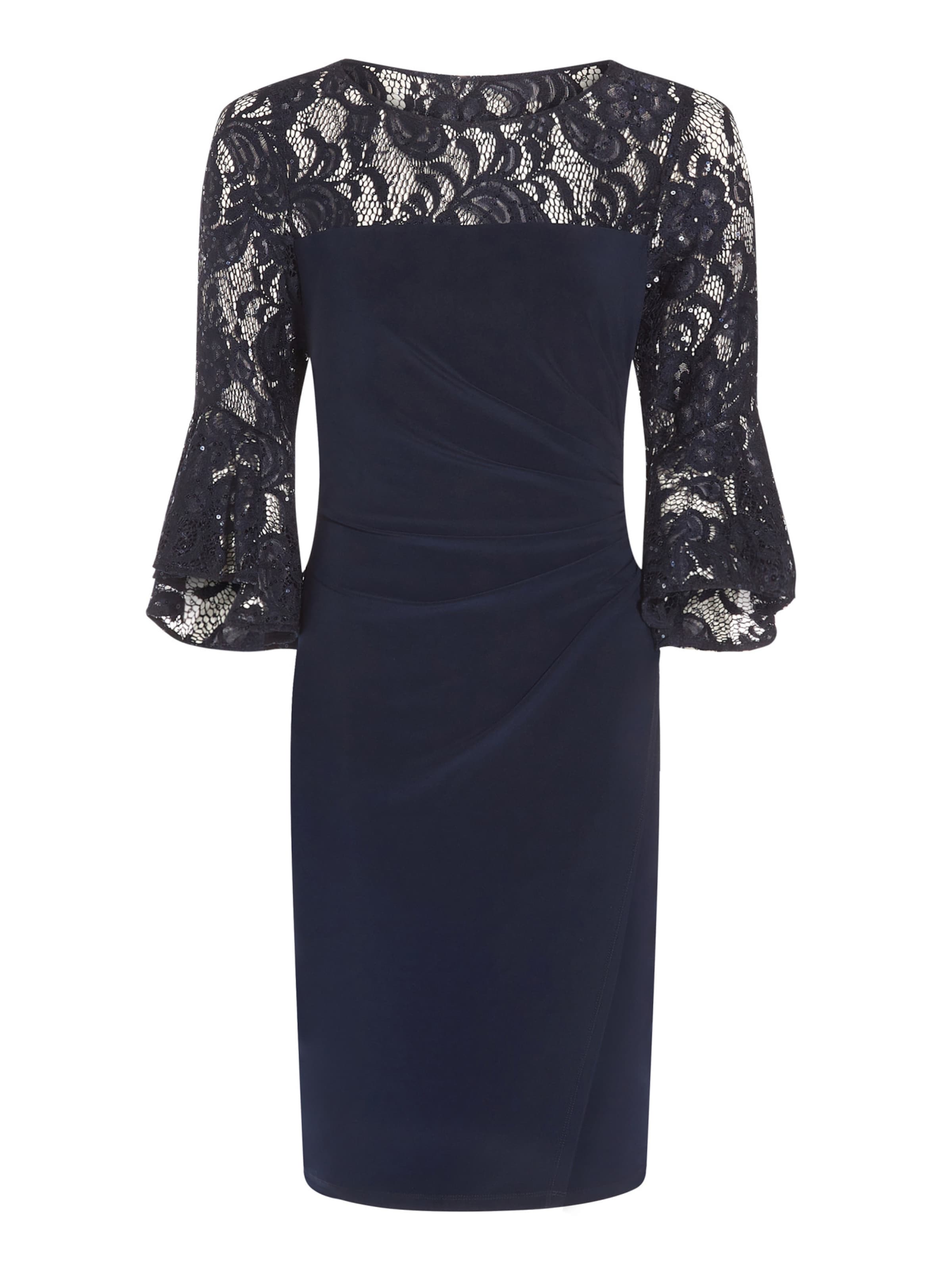 Adrianna Papell Cocktail dress 'Bell Sleeve Jersey Drape Dress' in Blue: front