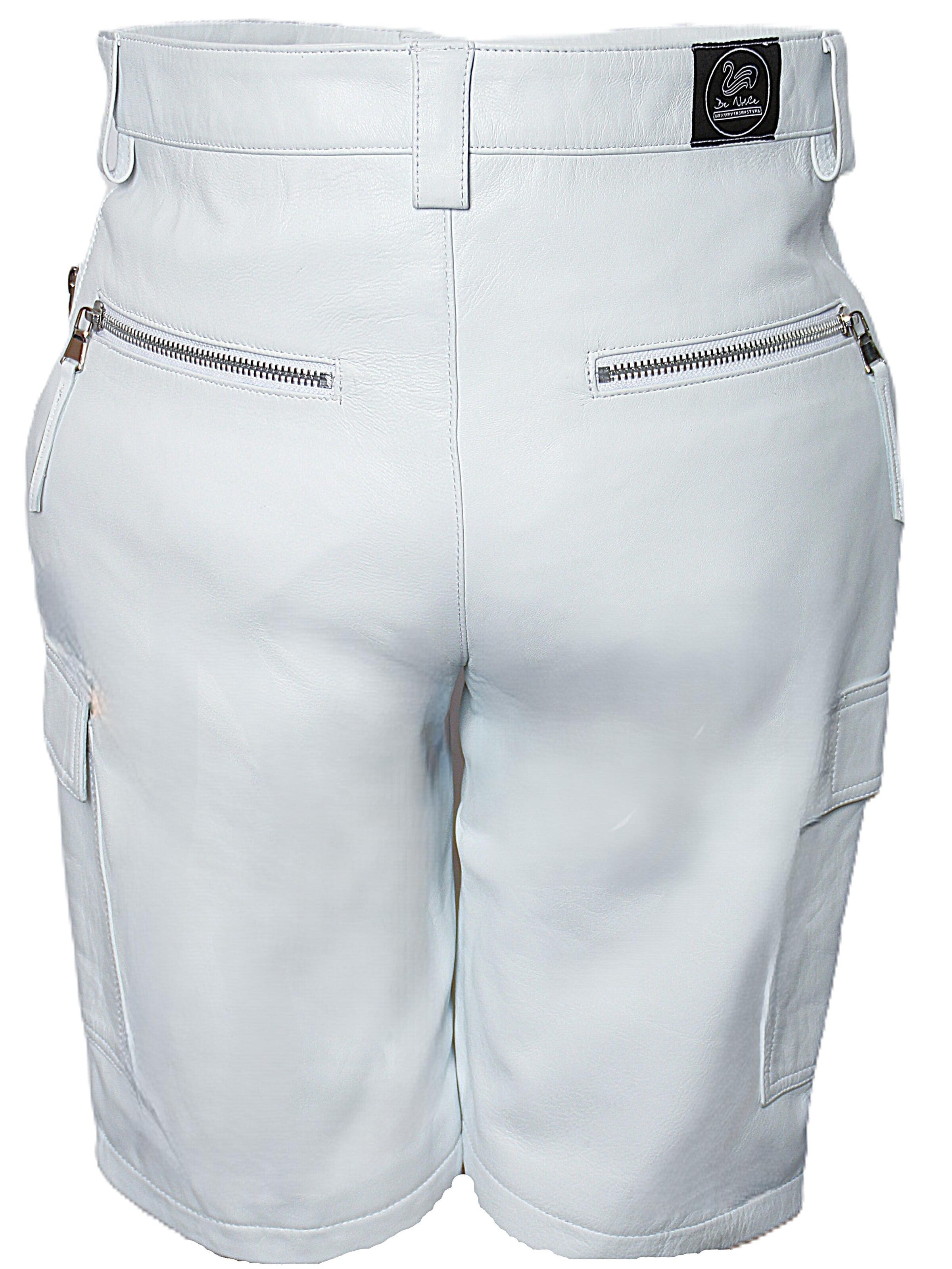 Be  Noble Regular Cargohose 'Leder-Shorts als knielange Cargo Lederhose'‌‌‌ in Weiß