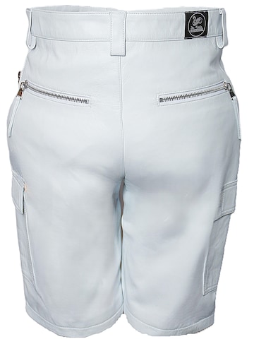 Be  Noble Regular Cargobroek 'Leder-Shorts als knielange Cargo Lederhose' in Wit