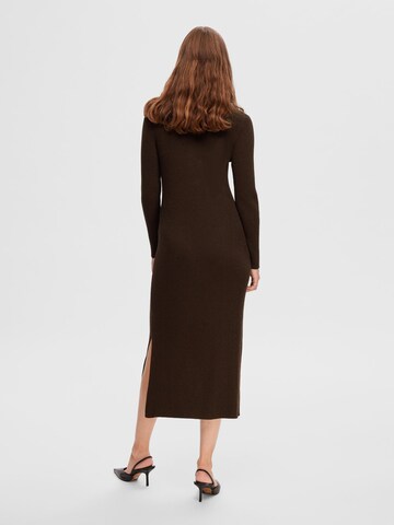 SELECTED Gebreide jurk 'ELOISE' in Bruin