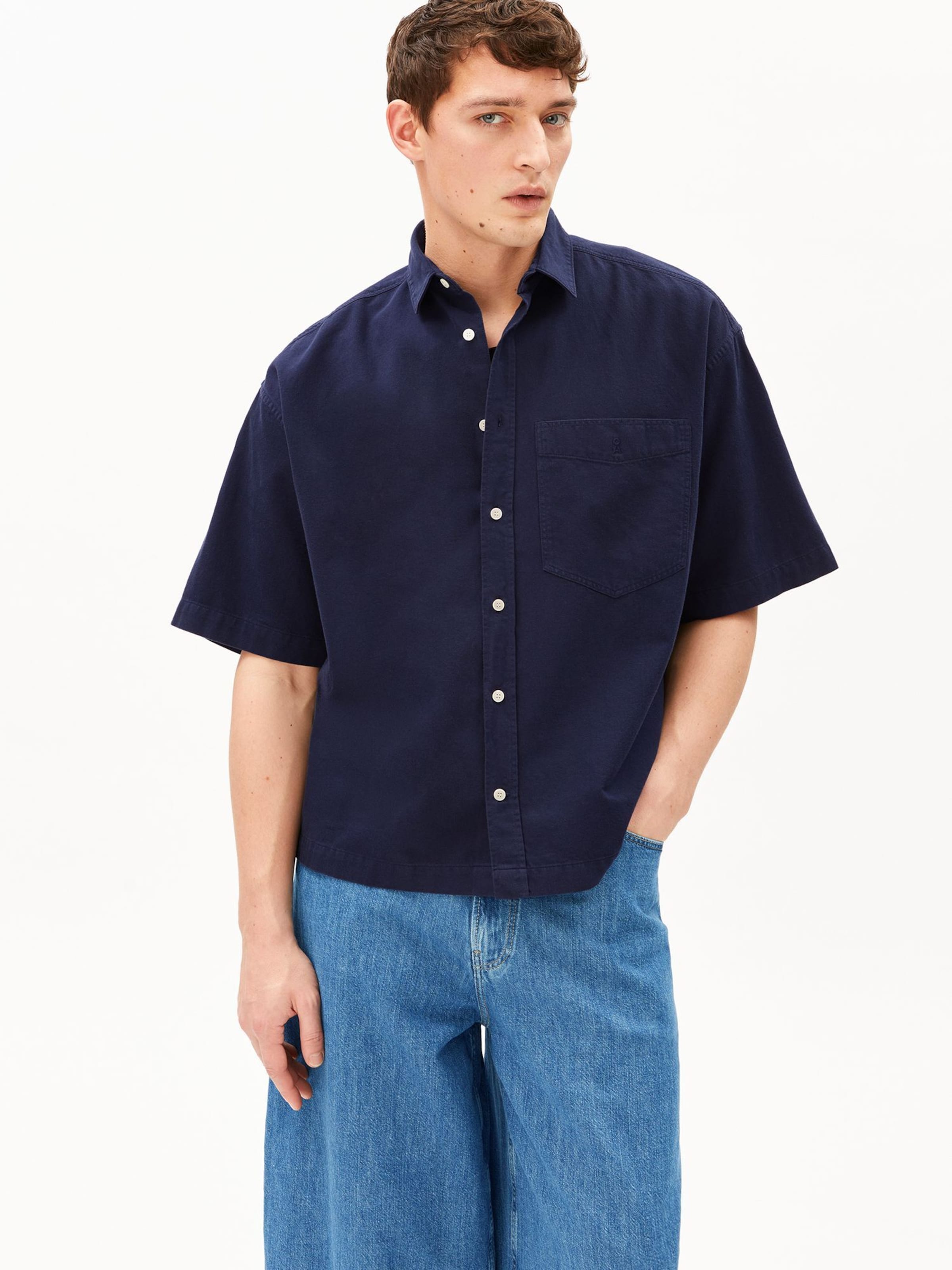 ARMEDANGELS Comfort Fit Hemd COTTON LINO in Blau: Vorderseite