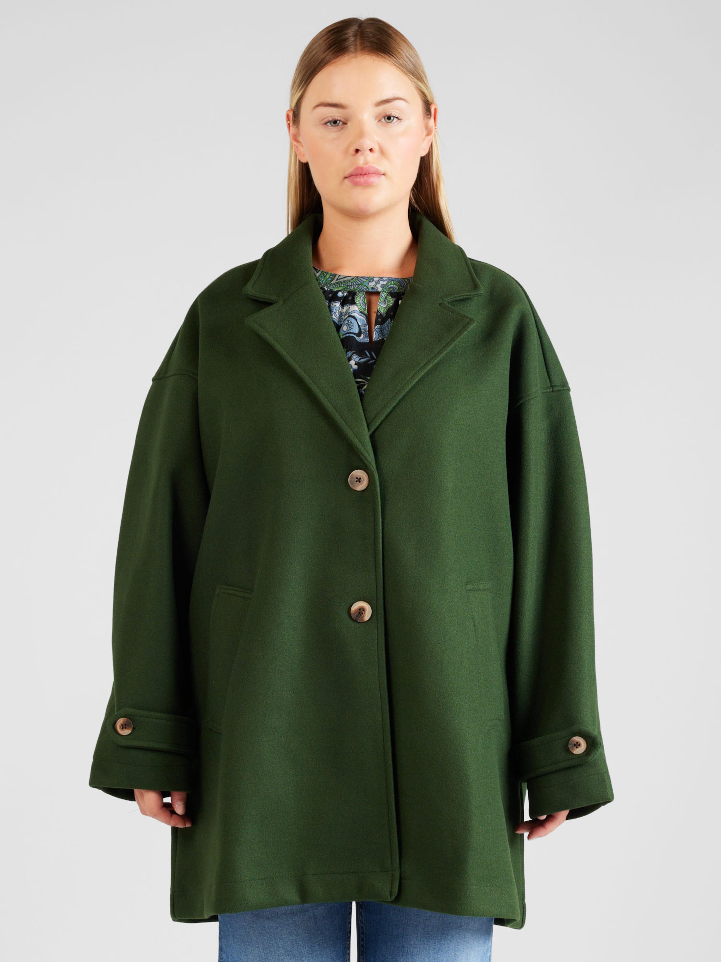 Noisy May Curve Between Seasons Coat ALICIA in Dark Green ABOUT YOU